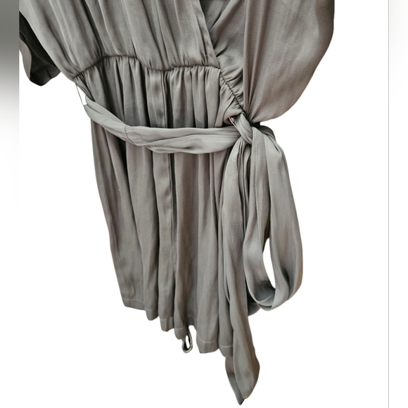 Lulus Ain't It Grand Olive Green Satin Surplice Romper size Medium - Picture 4 of 15